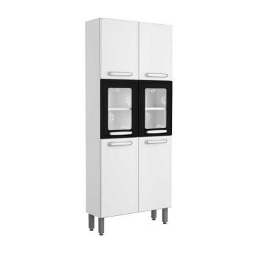 Imagem de Armário De Aço 80cm 6 Portas Preto Branco Evidence Bertolini Branco/preto