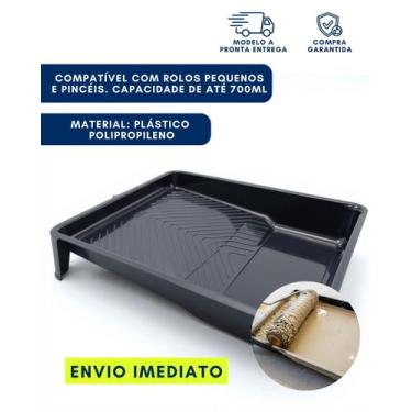 Imagem de Bandeja Para Pintura Plástica Grande 700ML Preta Ideal para Rolos Até 