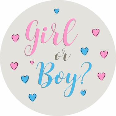 Imagem de Painel de Lona Redondo Chá de Revelação Boy or Girl Corações - Fabrika