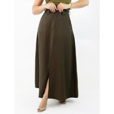 Imagem de Saia Longa Feminina Alfaiataria Evasê Fenda Frontal Anticorpus-Feminino