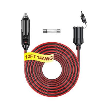 Imagem de Cabo Extensor Divisor De Tomada De Isqueiro Automotivo 12V 24V Com Fus