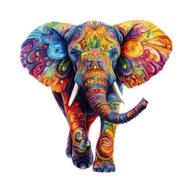 Imagem de Quebra-Cabeça De Madeira Colorido Em Forma De Elefante Para Adultos, D