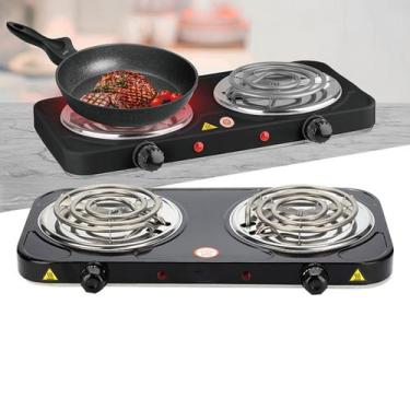Imagem de Fogão Elétrico 2 Bocas Fogareiro Portátil Cooktop Viagem Camping Sitio