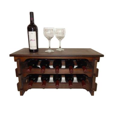 Imagem de Adega Vinho Madeira 10 Garrafas Tipo Mesinha Imbuia C05