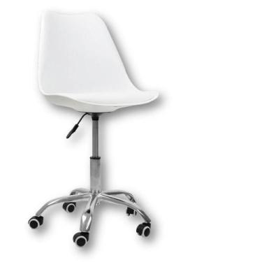 Imagem de Cadeira Office Base Cromada Com Rodízio Giratória Saarinen Branco 1 - 