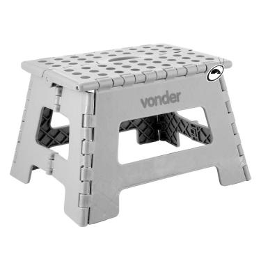 Imagem de Banqueta Plástica Multiuso Dobrável 22cm Capacidade 150kg Vonder Cinza