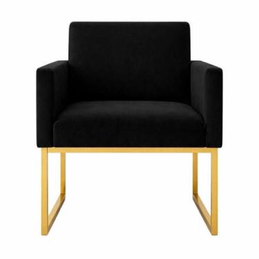 Imagem de 1 Poltrona para Recepção Lina com Base de Ferro Dourado Resistente - M