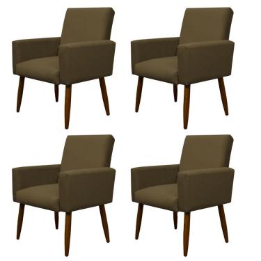 Imagem de Kit 4 Poltronas Nina Suede Marrom Claro Herrero