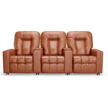 Imagem de Poltrona Reclinável Para Cinema 3 Lugares Sora Pu Camel Fh1 Corino Caramelo D'Rossi