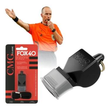Imagem de Apito Profissional Fox 40 Classic Juiz Com Cordão Cor Preto - FOX40