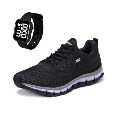 Imagem de Combo Tênis Masculino Com Relogio Quadrado Ideal para Caminhar, Treinar e Usar no Dia a...