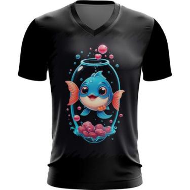 Imagem de Camiseta Gola V Peixinho Feliz no Aquário Peixe 4 - Kasubeck Store®, G