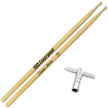 Imagem de Baquetas Liverpool 2B 5A 5B 7A Classic Series Marfim + Chave Afinação 