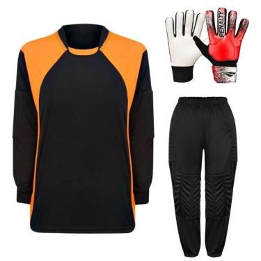 Imagem de Kit de Goleiro Infantil Camisa + Calça Acolchoada + Luva-Unissex