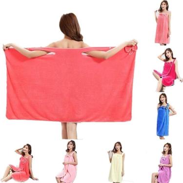 Imagem de Roupão de Banho Spa Secagem Rápida 140 X 70 1 Peça Azul Rosa Lilás Conforto e Absorção OEM