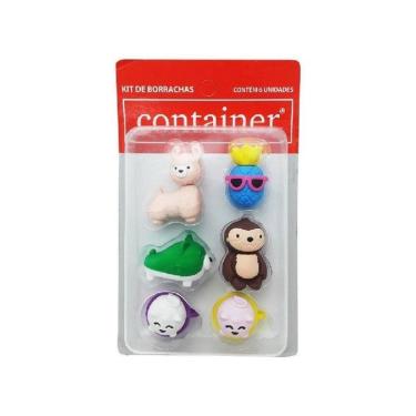 Imagem de Kit de Borrachas Dermiwil Container 3D com 6 Unidades em Formato de Animais Divertidos para Crianças