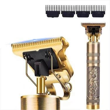 Imagem de Máquina de Corte de Cabelo e Barba Aquilae T9 Dragão Dourada Aparador de Pelos sem Fio Recarregável Dourado Bivolt