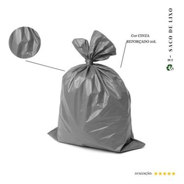 Imagem de Saco para Lixo 30L Reforçado para Resíduos Médios 58CM X 63CM Cinza Pacote 100 Unidades...
