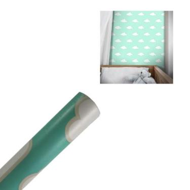 Imagem de Papel de parede infantil 3d ceu estrelas verde rolo 5 metros - Yeet