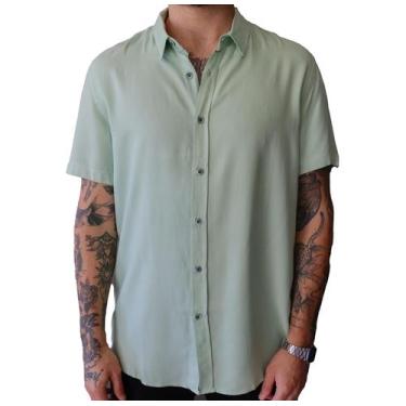 Imagem de Camisa Masculina Social Manga Curta Verde Viscose Feminina - Upclow, P