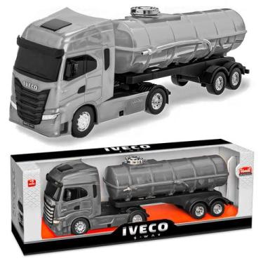 Imagem de Caminhão Brinquedo Iveco S-Way Toco Com Tanque Escala 1/30 Para Coleçã