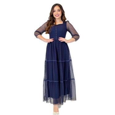 Imagem de Vestido Feminino Longo Moda Festa Em Tule Evangélico Barato - Zampa, M
