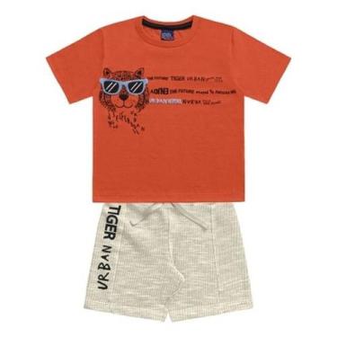 Imagem de Conjunto Bermuda e Camiseta Infantil Kiko e Kika Laranja 3, Laranja, 3