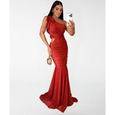 Imagem de Vestido Longo Madrinhas Em Tule De Um Ombro - - Levosch, Terracota, ÚN