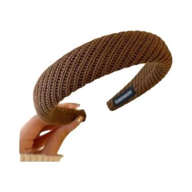 Imagem de Faixa De Cabelo Larga Elástica Com Estampa Vintage De Treliça Para Mul