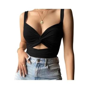 Imagem de Tops Cropped Sem Mangas Em Preto E Branco Para Mulheres, Sexy E Casuai