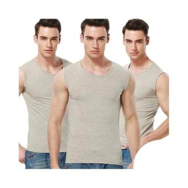 Imagem de Camiseta Sem Mangas Masculina Em Algodão, Cor Sólida, Ajuste Slim, Top