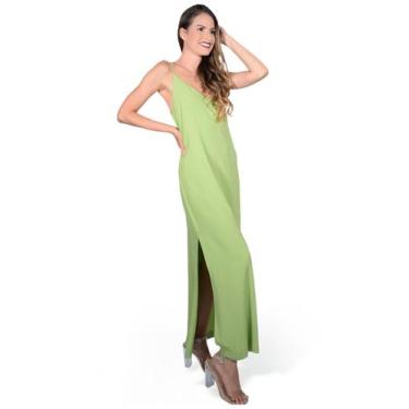 Imagem de Vestido Longo Com Alças E Fenda Lateral - Verde - Senhorita Luna