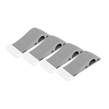 Imagem de Pilipane Rolhas de porta, plataforma de segurança de borracha para a parte inferior da porta no tapete, concreto, azulejo, linóleo e madeira - batente de porta resistente - melhoramento residencial (pacote com 4 cinza)