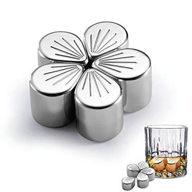 Imagem de HIOD 5 pçs Whiskey Ice Stones reutilizáveis aço inoxidável cubos de gelo congelador legal gadgets presentes para o dia dos pais ideia de namorado