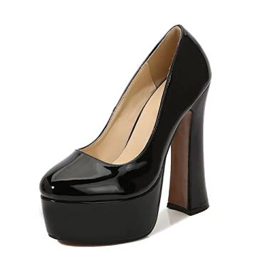 Imagem de Sandália feminina de salto alto salto grosso sandálias de salto alto sandália de festa sapatos de salto alto para mulheres, sapatos de dedo quadrado sapatos casuais femininos, preto, 41 UE/10 EUA