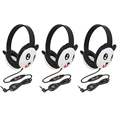 Imagem de Fone de ouvido Califone 2810-PA com motivo panda, primeiro estéreo, faixa ajustável confortável para uso prolongado, tamanho específico para crianças pequenas, controle de volume para preferências individuais, Panda