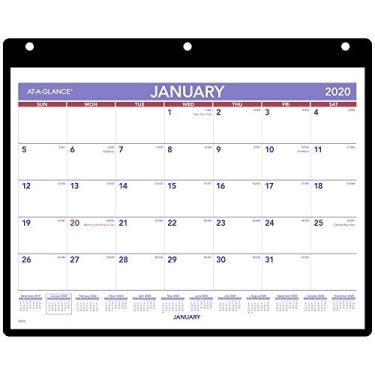 Imagem de Calendário de mesa/parede 2020 mensal abre-fecho, 27,94 cm x 20,32 cm, pequeno, suporte de vinil perfurado com 3 furos (SK800) (pacote com 2), Nova Edição 2020, 2020 New Edition