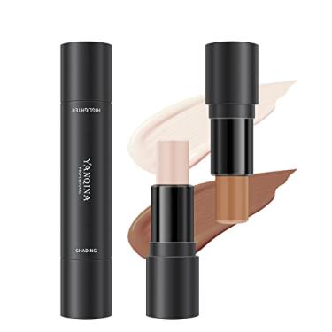 Imagem de MEICOLY Vara de contorno dupla cabeça facial iluminador reparador bronzeador corretivo bastão de maquiagem sem crueldade 2 em 1 corpo 3D bastão de sombra dupla base creme, 01