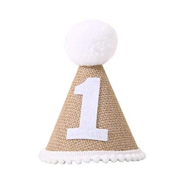 Imagem de Decorações para festa de aniversário de 1 ano – Faixa de cabeça para festa de primeiro aniversário, chapéu branco de aniversário – Simples, puro, chapéu de aniversário de anjo bebê