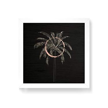 Imagem de Arte Maníacos Quadro decorativo com moldura caixa branca em Madeira - Coqueiro Centro Círculo - 30x30cm