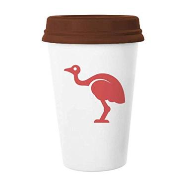 Imagem de Caneca de cerâmica estilo retrô de avestruz da Austrália com ilustração vermelha de vidro para beber café