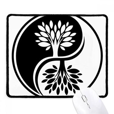 Imagem de Mousepad branco Yin-yang da Culture Religion, redondo, borda costurada, tapete de borracha para jogos