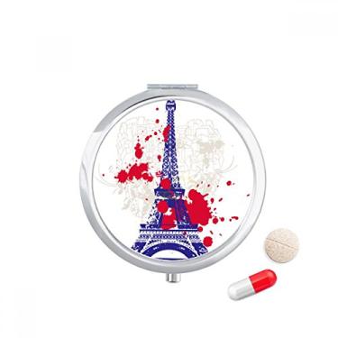 Imagem de Porta-comprimidos de bolso da Torre Eiffel Outline França Paris caixa de armazenamento de medicamentos dispensador de recipiente