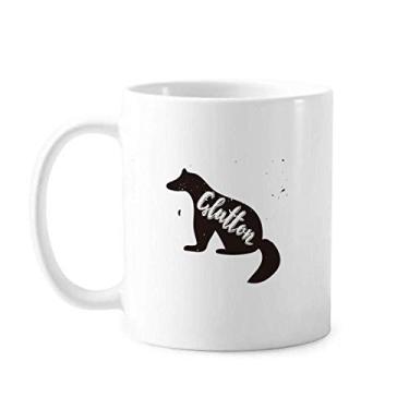 Imagem de Glutton Caneca de cerâmica preta e branca de animal Caneca de cerâmica para café e porcelana Xícara