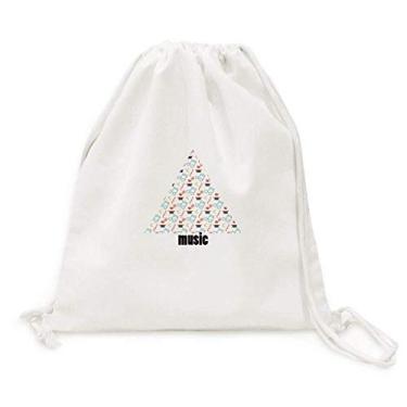 Imagem de Mochila branca de lona com cordão e notas musicais coloridas Tensive