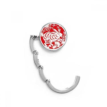 Imagem de Gancho de mesa de arte do zodíaco chinês, corte de papel, gancho de mesa com fecho decorativo, gancho dobrável