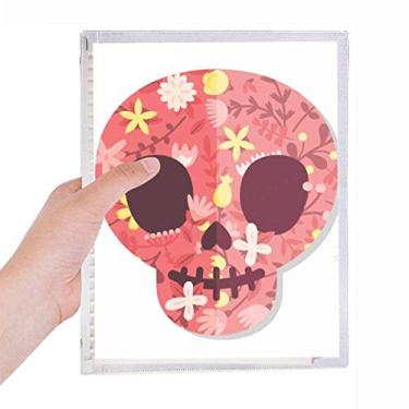 Imagem de Caderno Pink Skulls Dia dos Mortos do México com folhas soltas e diário recarregável