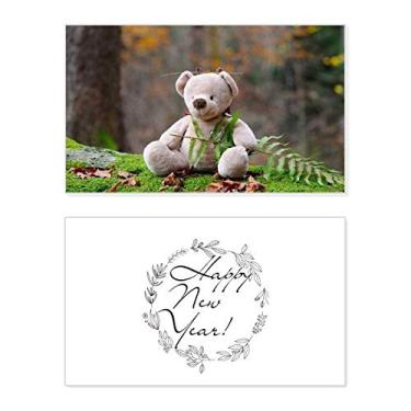 Imagem de Urso de pelúcia florestal, ciência, natureza, ano novo, festival, cartão de felicitações, mensagem de abençoamento presente