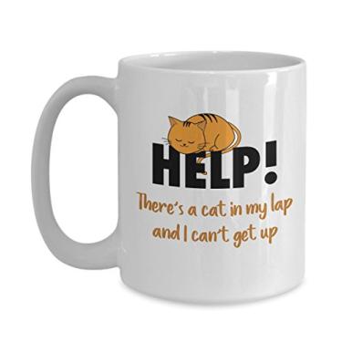 Imagem de Caneca de café de gato – Theres a cat in my lap, caneca divertida de gato – Caneca de café de cacau quente divertido – Ideia de presente de aniversário