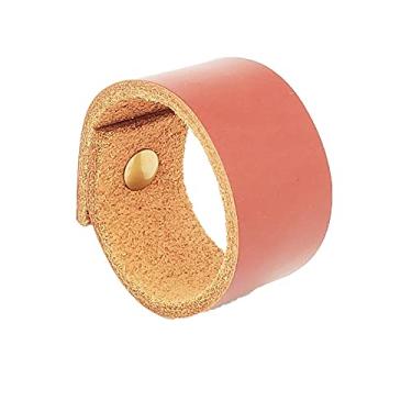 Imagem de Puxador Bols Parafuso - Couro Legítimo Mogno - Parafuso Dourado